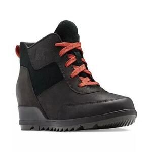 SOREL Evie NWT $150 Sport Wedge Lace Up Ankle Boot Bootie Black Winter Size 5.5